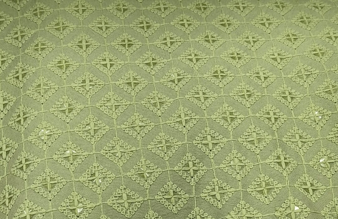 Green fabric with a diamond pattern