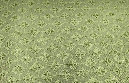 Green fabric with a diamond pattern