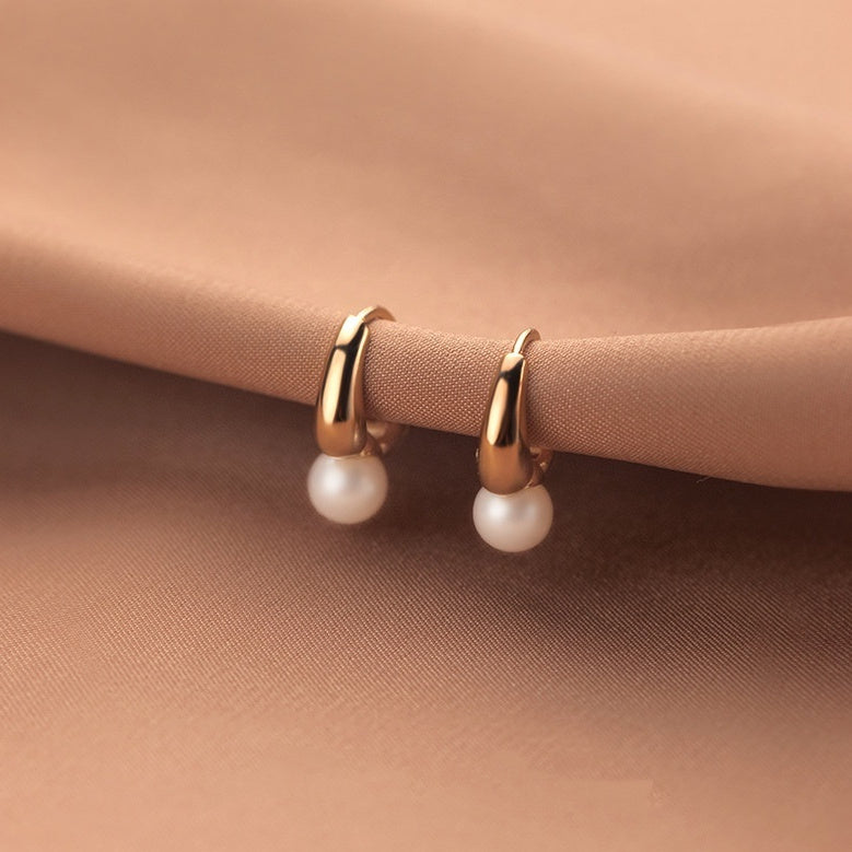 S925 Silver Synthetic Pearl Ear Clip Love Minimalist Niche - House of Jaena