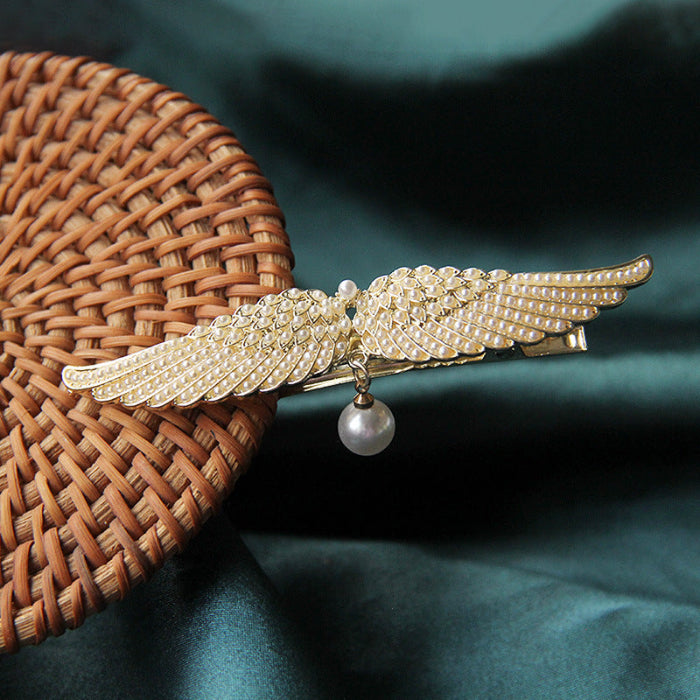 Full Diamond Delicate Hairpin Angel Wings Alloy Top Clip Elegant Lady Head Half-tie Hair Duckbill Clip Korean Hair Accessories - House of Jaena