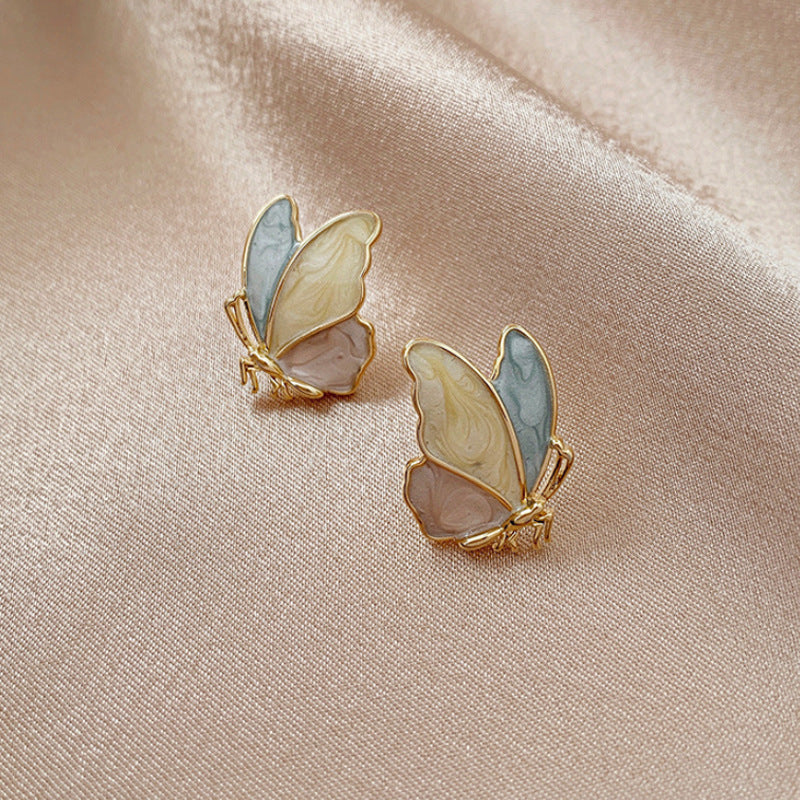 925 Silver Needle Korean Version Of Simple Dripping Butterfly Earrings Female  Ear Jewelry - House of Jaena