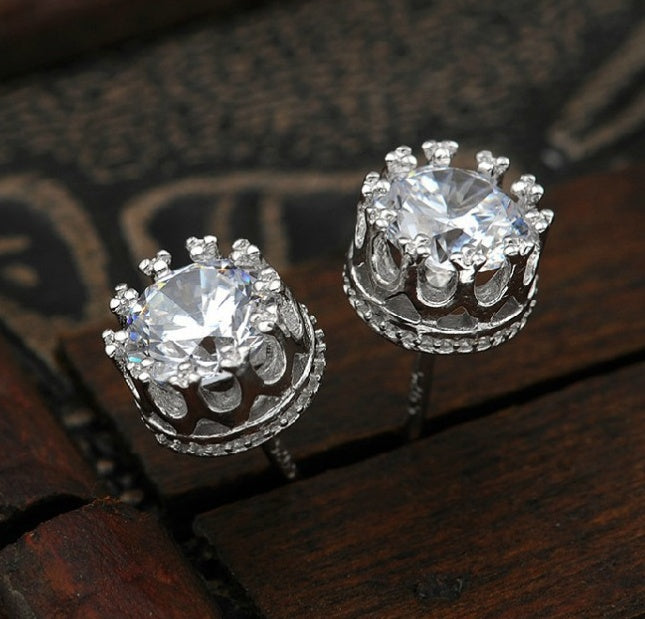 925 Sterling Silver Earrings crown hypoallergenic Earrings exquisite jewelry fashion jewelry lovers - House of Jaena
