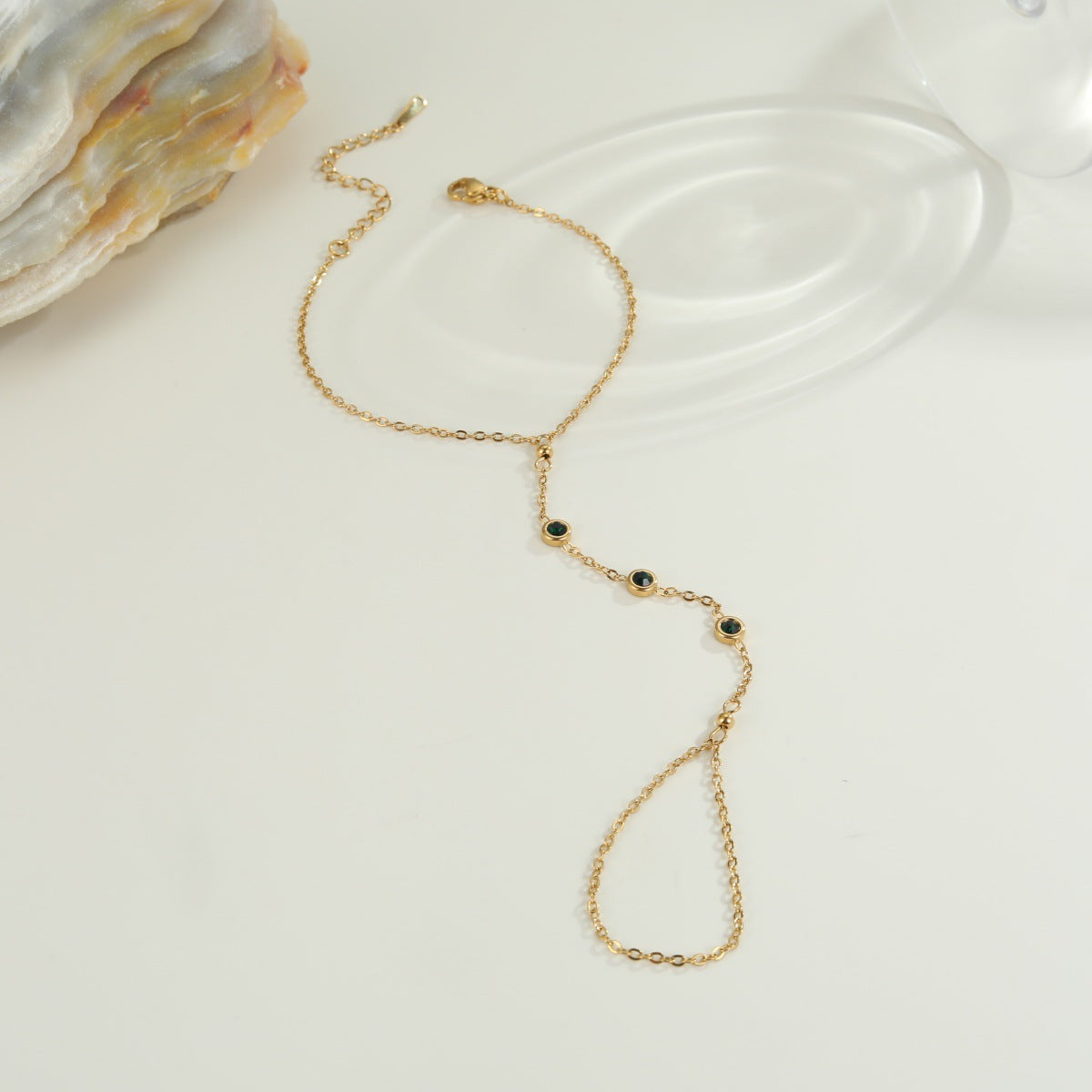 18K Geometric Zircon Finger Chain Bracelet for Women - House of Jaena