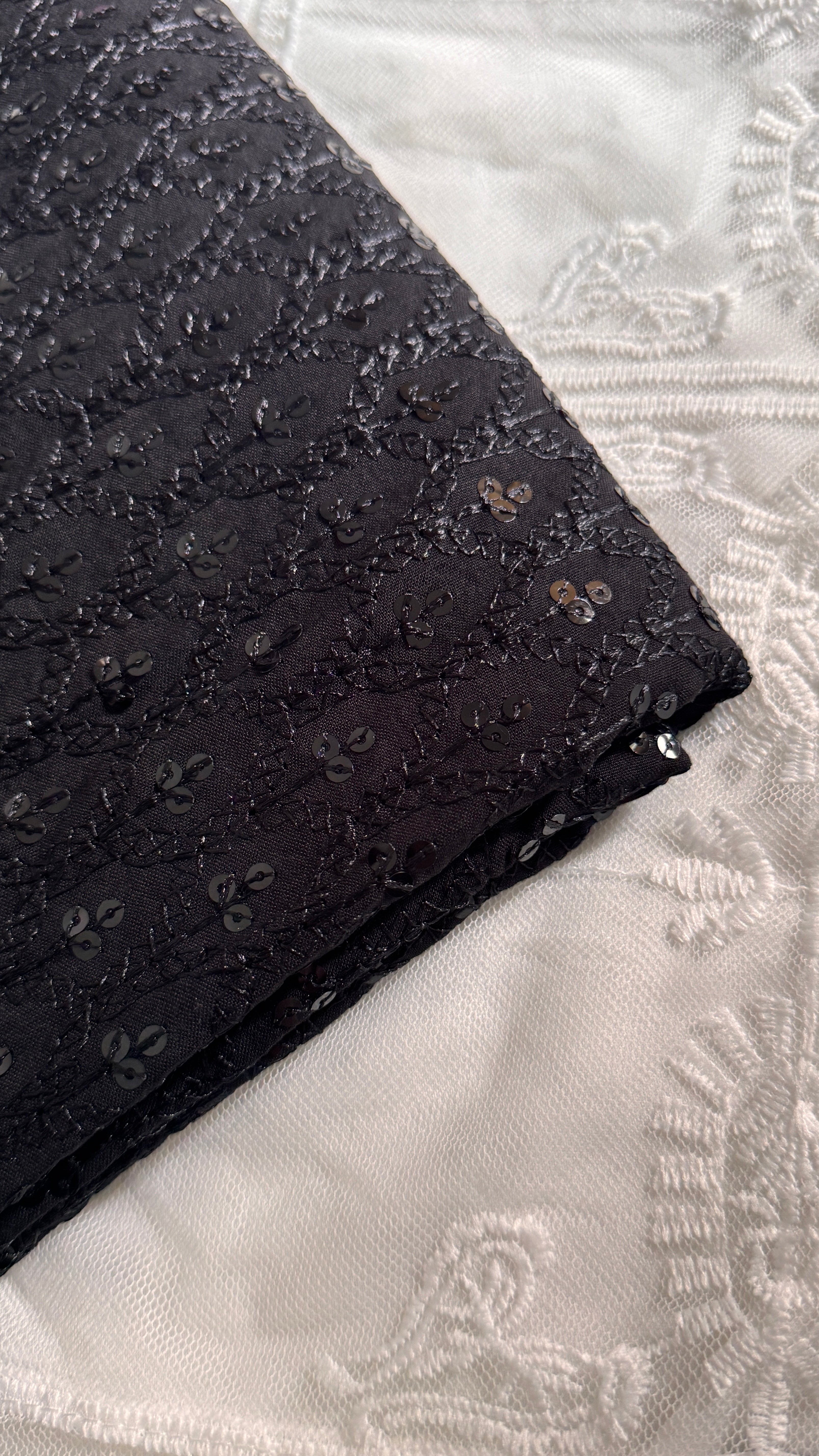 Close-up of black textured fabric