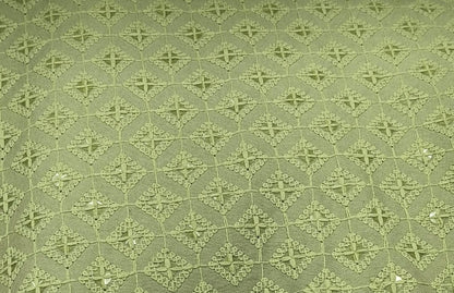 Green fabric with a diamond pattern