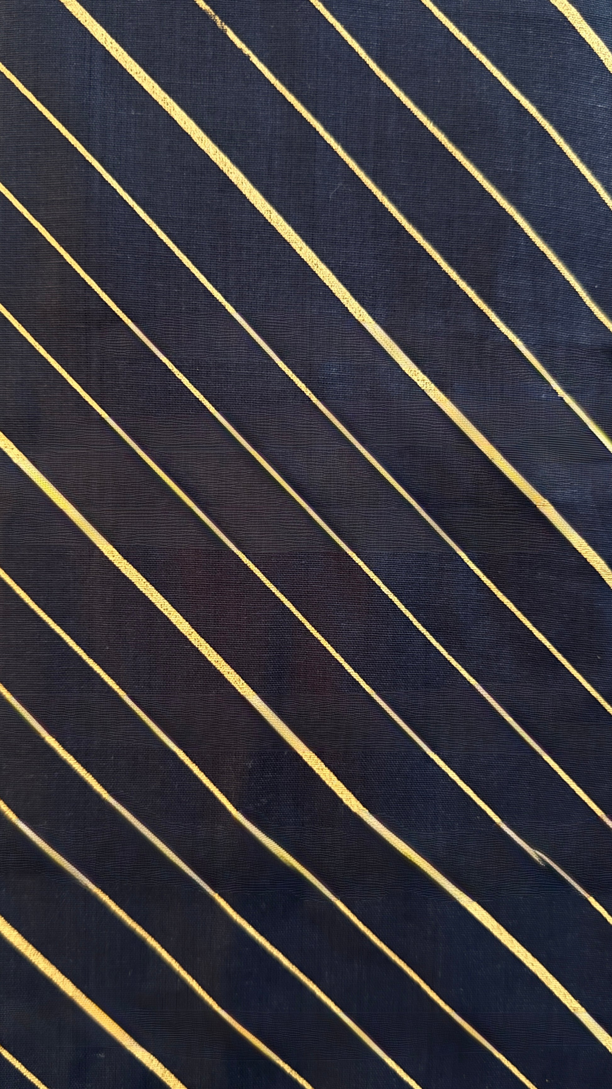 Navy fabric with gold diagonal stripes
